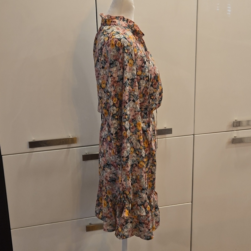 NWT Allegra K Womens Boho Floral Long Sleeve Ruffle Chiffon Size Large - Picture 3 of 11